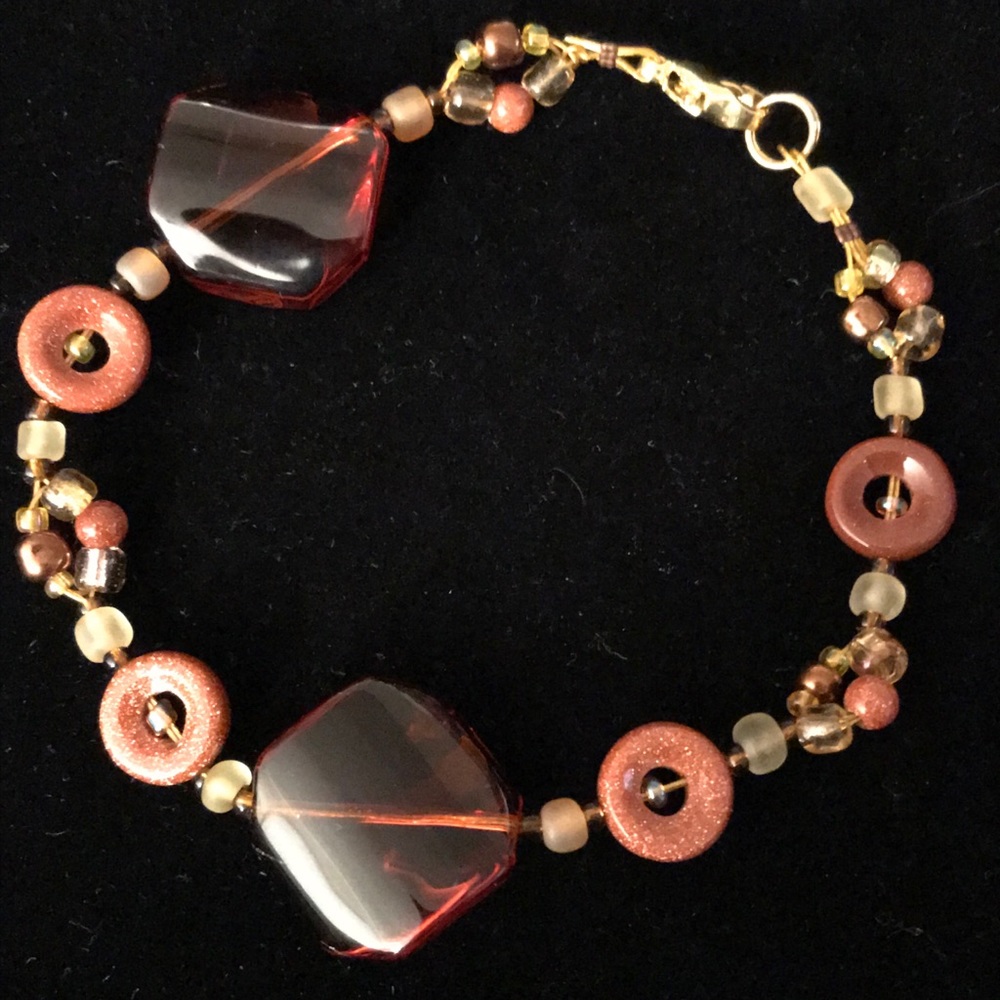Handmade Gold Wire Multi Bead Bracelet